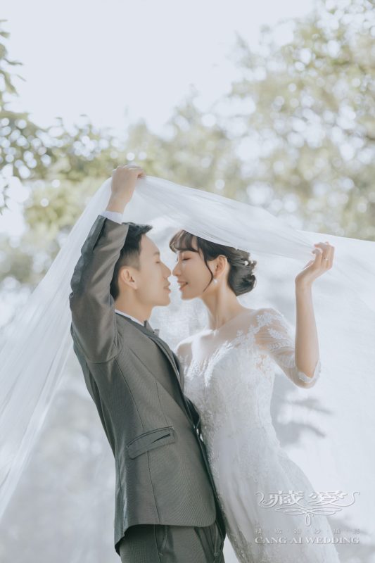 韓系婚紗 白底 白紗 西裝